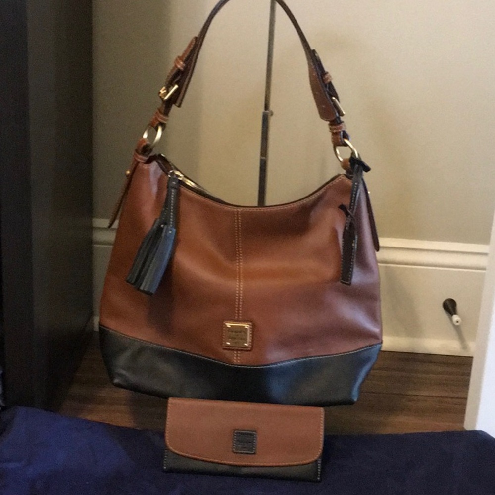 Dooney & Bourke Brown and Black Leather Hobo Bag
